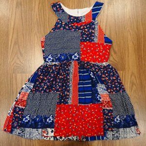 Girls' Patchwork Sundress - Red & Blue